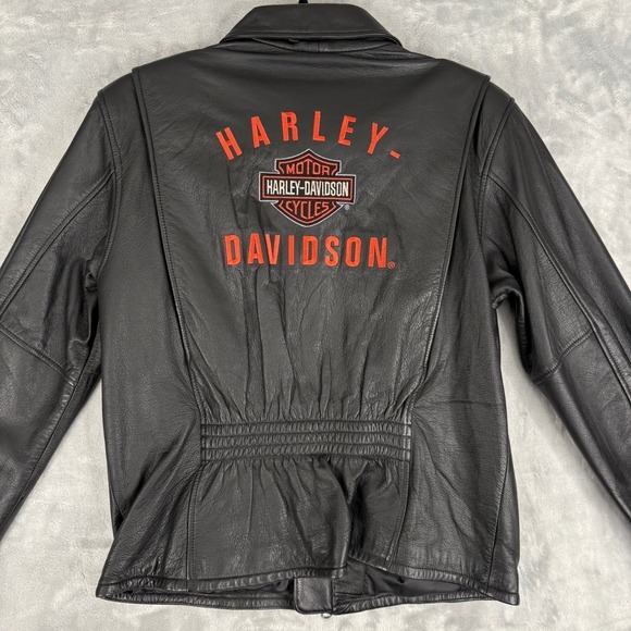 Harley Davidson Jackets & Blazers - Harley Davidson Womens Leather Jacket Black Large Embroidered Logo Pockets